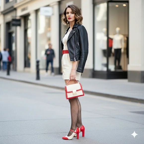 Kym By J Adams Classic Two-Tone Mary Jane High Heels in Red and Cream - Picture 9 of 15
